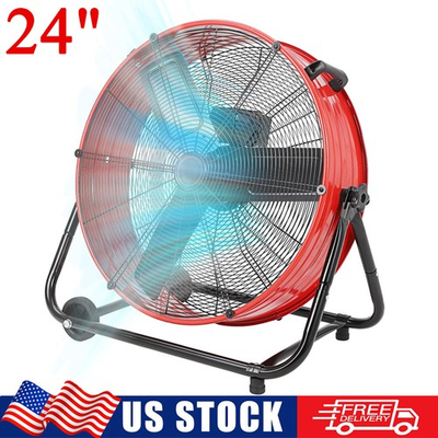 #ad #ad 24quot; High Velocity Industrial Drum Fan 3 Speed Shop Fan Floor Fan 360° Rotation $89.99