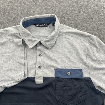 Travis Mathew Golf Polo Shirt Mens M 2 Tone Blue Gray Collared Performance SS