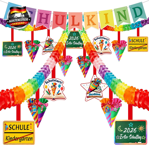 Einschulung Deko,Schulkind 2026 MäDchen/Junge Deko,Schulkind Girlande Satz,Entha-image