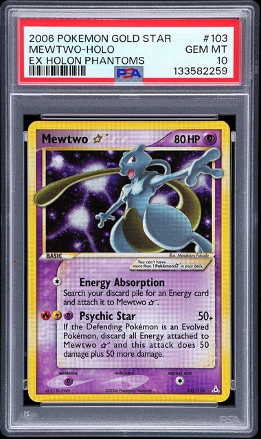 Pokemon Mewtwo Gold Star #103 EX Holon Phantoms PSA 10 Gem Mint