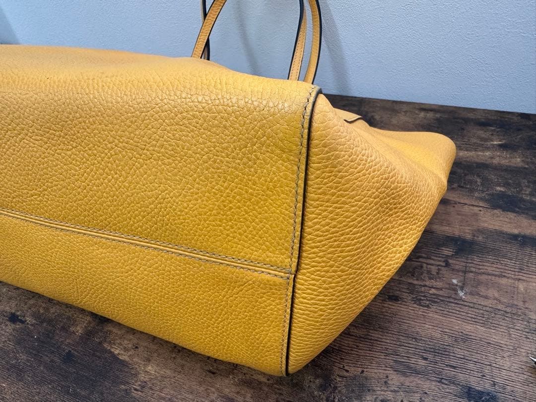 GUCCI Leather Tote Bag Yellow Blue Bicolor High Capacity Authentic Excellent thumbnail 7