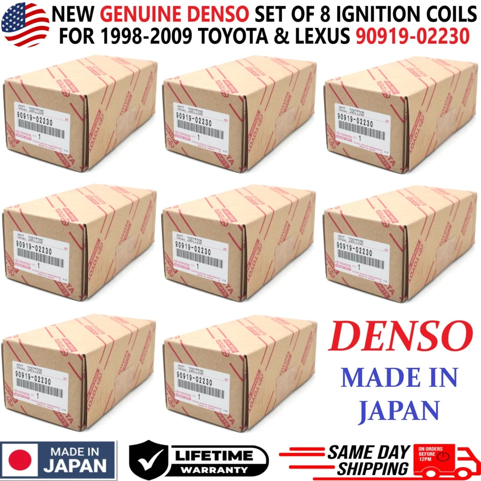 GENUINE DENSO Ignition Coils For 1998-2009 Toyota & Lexus 4.3L 4.7L, 90919-02230 Foto 2 de 4