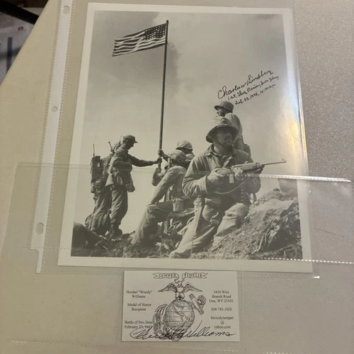 Rare Autographs WW2 Iwo Jima Hershel Williams Charles Lindberg Raising Flag MOH