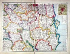 Antique Old Print Hammerton Map C1920 England Birmingham Salisbury Stonehenge