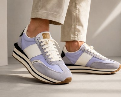 TOM FORD James Low Top Sneakers Men s 9.5D Lavender Suede Italy New In Box