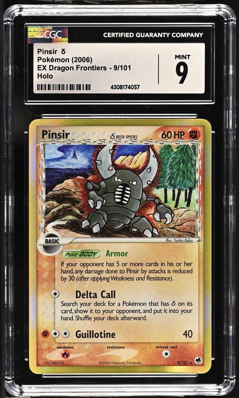 Pokemon Pinsir (Delta Species) 9/101 Dragon Frontiers Holo CGC 9
