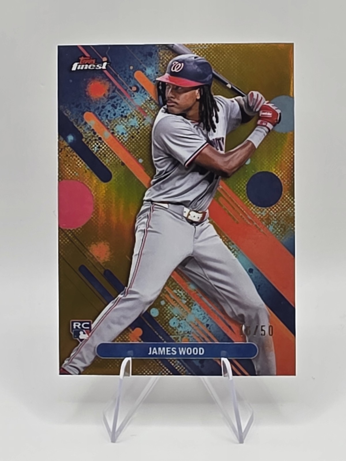 2025 Topps Finest - Common James Wood #100 Gold Refractor /50 (RC)