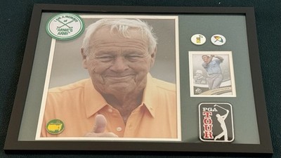 PGA Arnold Palmer, Photo Matted &Framed w/Masters Ball Marker,PGA Patch&Card
