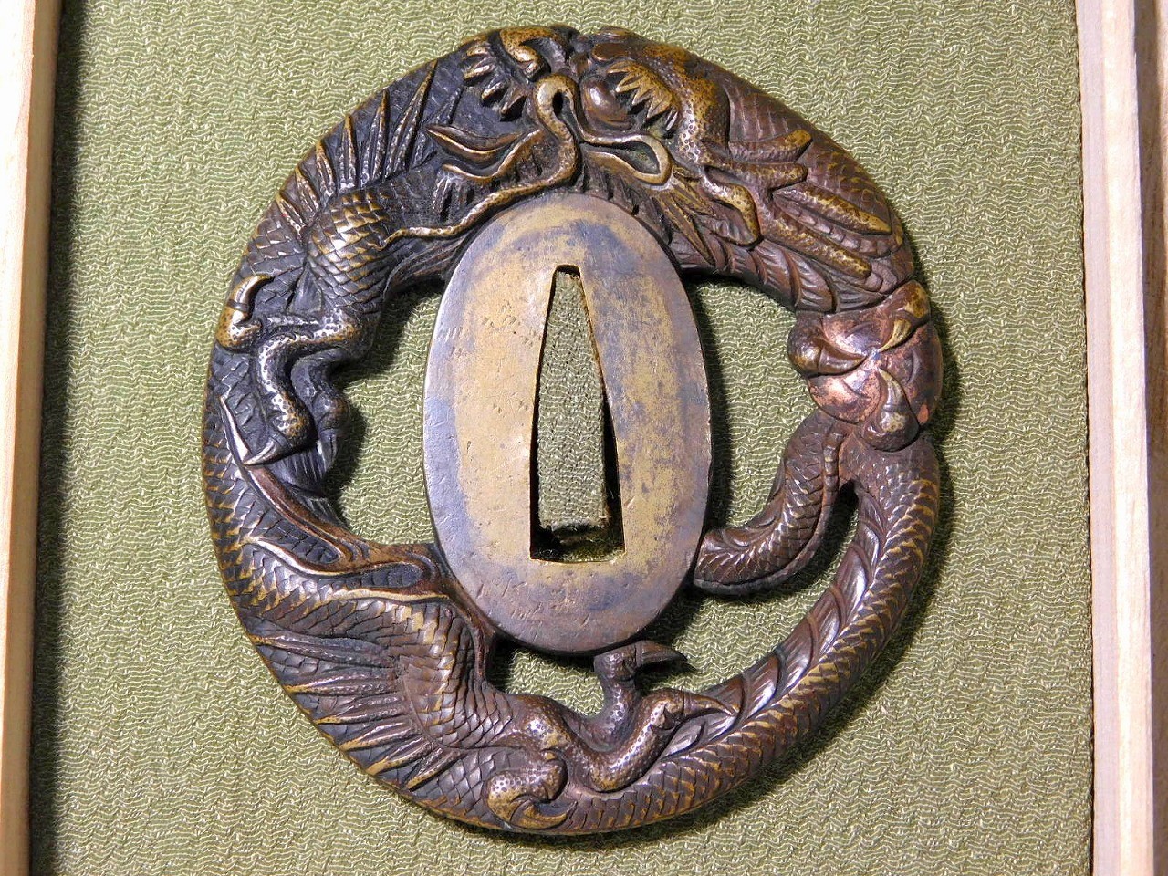 Mito School Sentoku Brass Dragon Design 鍔 Tsuba Edo original tsuba antique