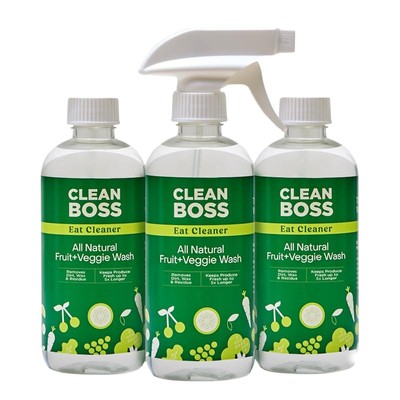 Eat Cleaner Triple-Action Fruit + Veggie Wash - 12 oz, Pack of 3 - Removes Ha...