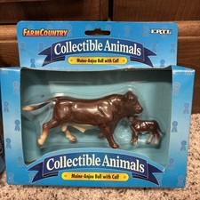 Ertl Farm Country Collectible Animals Maine-Anjou Bull With Calf 4565 1995