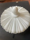 Vintage Anchor Hocking Lidded Candy Dish White Milk Glass Round Covered