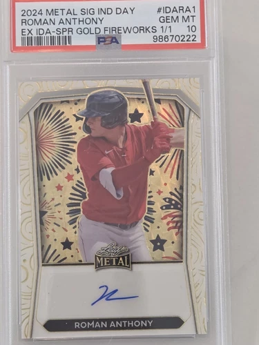 2024 Leaf Metal ROMAN ANTHONY Independence Day RC Auto Gold Fireworks 1/1 PSA 10