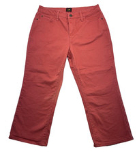 LEE Women's Size 14M Vibrant Coral 5-Pocket Capri Pants