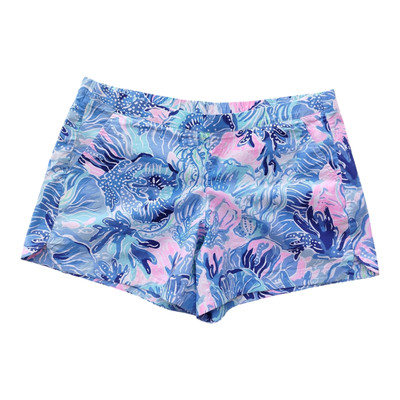 Lilly Pulitzer Shorts Ocean View Saltwater Blue Elastic Waist Pocket Size L