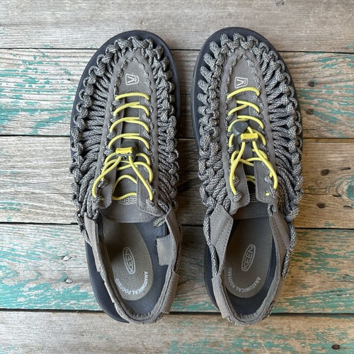 Keen Uneek Round Cord Bungee Sport Sandal Men's Size 11 US Gray Yellow 1014978