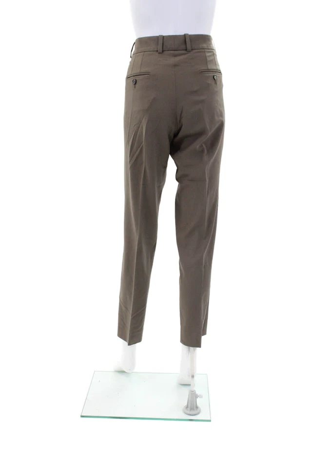 Pantalones de vestir Armani Collezioni para mujer texturizados plisados forrados pierna recta marrón S Foto 3 de 4