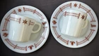 Vintage 1970s Pyrex Ponderosa Steak House Cowboy Western 2 Cup & Saucer Sets