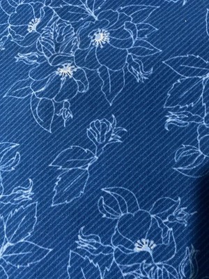 Large floral on blue  measures 2 yards long and 22'' wide with one selvage