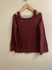 MICHAEL Kors NWT Size Medium/Large Burgundy Off-Shoulder Metallic Sweater 98