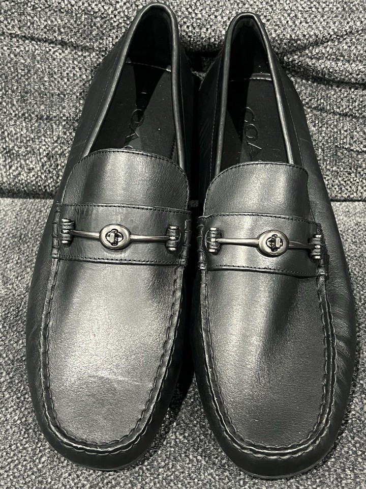 Coach Men's Signature Leather Chain Driver Loafer Shoe BLACK Sz. 11 | eBay