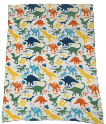 Walmart Parent's Choice Dinosaur Baby Blanket White Blue Green Orange Yellow