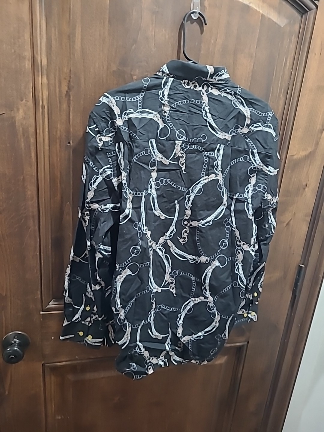 Ameri Mode Chains Black Button Down Shirt Size La… - image 4