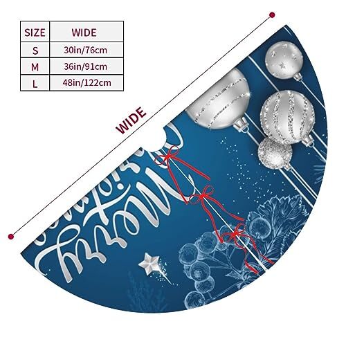 Christmas Tree Skirt Blue Christmas Ball Pine Leaf 36 Inch Xmas Skirts