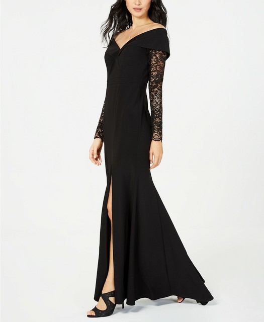 Xscape Womens Black Lace Sleeves Off 