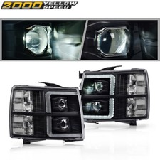 Fit For 2007-2013 Chevy Silverado 1500 2500 Blackclear Led Drl Headlights Lamps