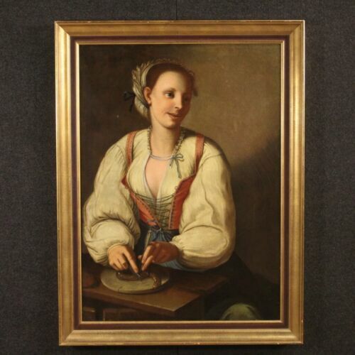 Tableau Portrait Huile Sur Toile 19ème Siècle - Jeune Fille Juive Rachel, école Française