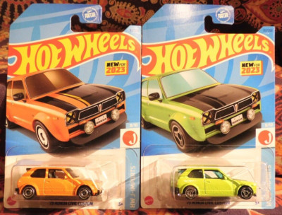 Hot Wheels Two '73 HONDA CIVIC CUSTOM 2023 New Model Green & Orange Combine Ship