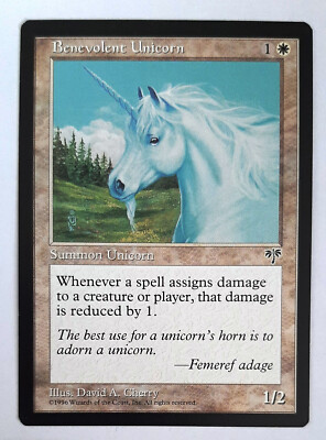  BENEVOLENT UNICORN  MIRAGE 1996  WHITE  NM  MAGIC THE GATHERING  TRUGBILDER MTG