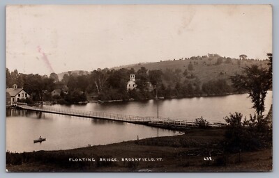 Floating Bridge Brookfield VT Vermont RPPC Postcard 1939 I7