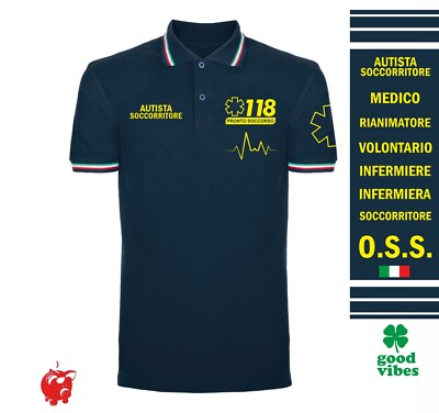 Poloshirt KRANKENWAGEN RETTER NOTRUFNUMMER PERSONALISIERT