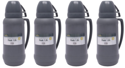 4x Basiks Kunststoff Vakuum Thermoskanne Heiß Kalt Tee Trinken Camping Reise 1,8L