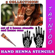 Henna Stencils Hand-Arm Ornate Templates Mehndi Patterns 2pcs