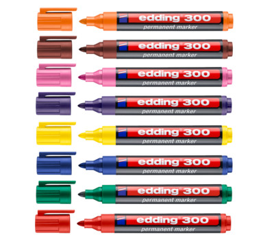 edding Permanent Marker 300 Filzstift Industrie Marker Rundspitze Farbe wählbar