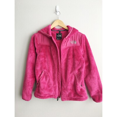 The North Face Womens Fleece Zip Up Jacket Plush Fuzzy Coat Hot Pink  Pockets S/P