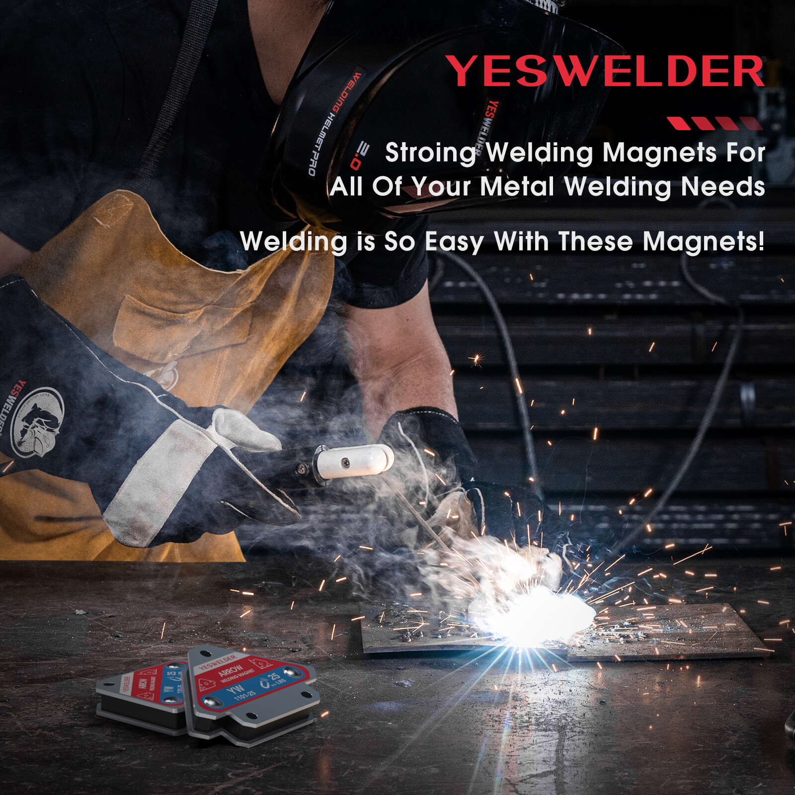 YESWELDER 4-Pack 50LB Welding Magnets - Heavy Duty Magnetic Holders
