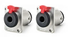 (2 PACK) PROCRAFT PC-TJ084 1/4" TRS D Type Panel Mount Locking Jack - SILVER