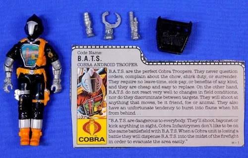 GI JOE COBRA BAT FIGURE 1986 COMPLETE WITH FILE CARD