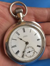 1882 Antique Waltham WM ELLERY 18s coin Silver 201g Pocket Watch Runs Fine
