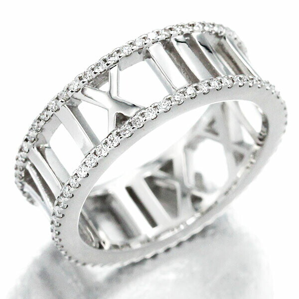 Tiffany & Co. K18WG Open Atlas Full Diamond US Size No. 5.5 Ring 