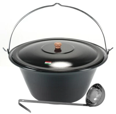 GRILLPLANET Gulaschkessel 30 Liter emailliert mit Deckel und Edlestahl Schöpfkelle