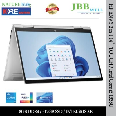 HP ENVY 2 in 1 14'' Touch, Intel Core i5 1335U, 8GB RAM. 512GB SSD, Intel Iris Xe