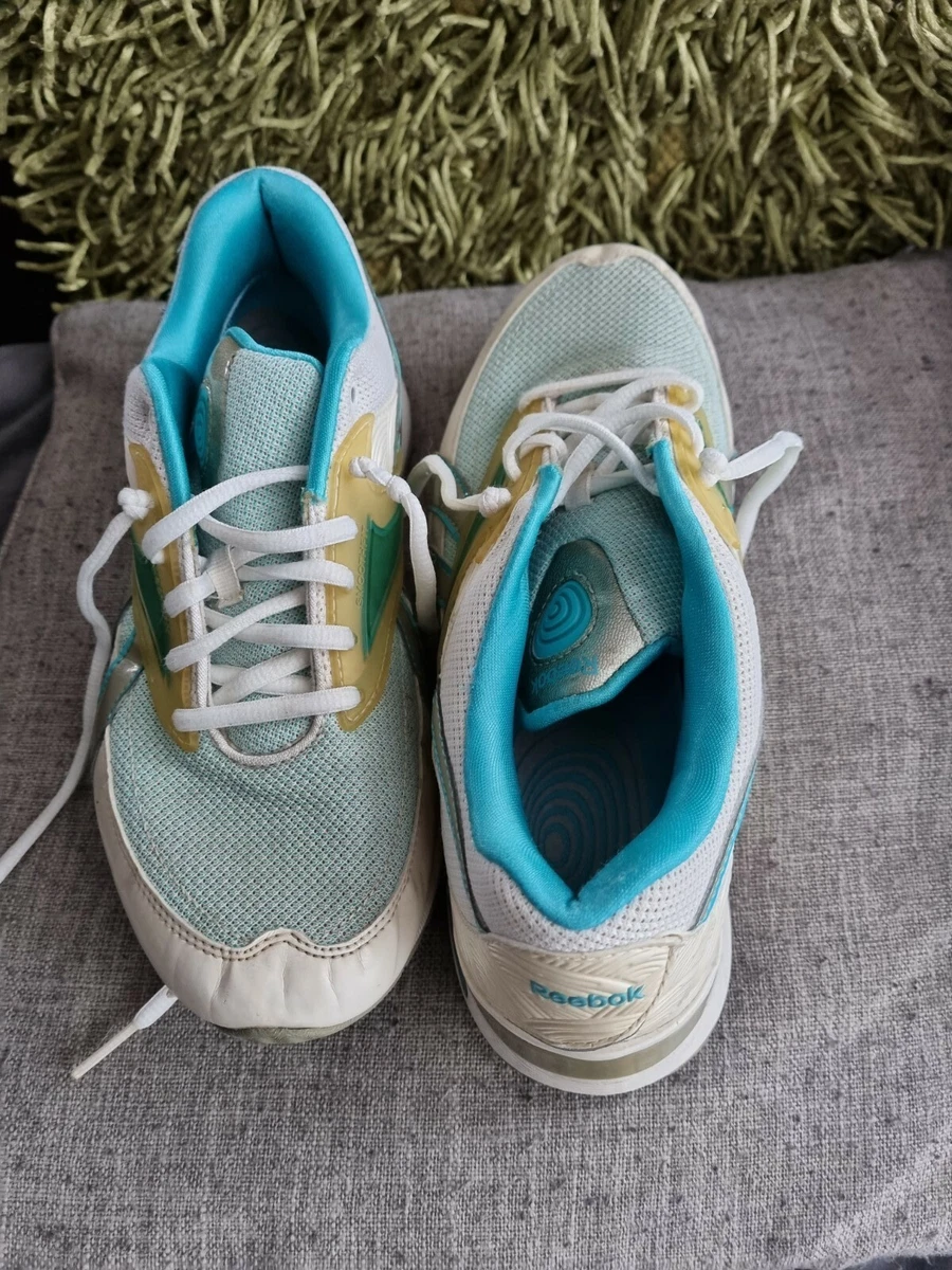 LADIES REEBOK EASY TONE LADIES TURQUOISE AND WHITE TRAINERS SIZE 5