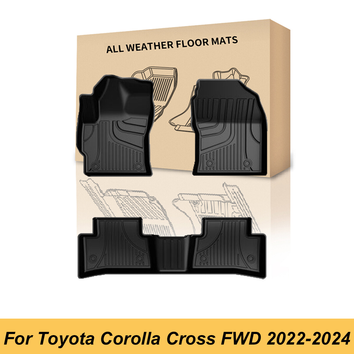 For Toyota Corolla Cross FWD 2022-2025 All Weather Car Floor Mats Liners Carpets