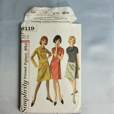 Vintage Simplicity Pattern 6119 One Piece Dress Size 14 CUT