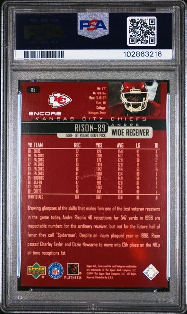 1999 Upper Deck Encore ANDRE RISON Kansas Chiefs F/X 37/100 Total Pop 1 PSA 9